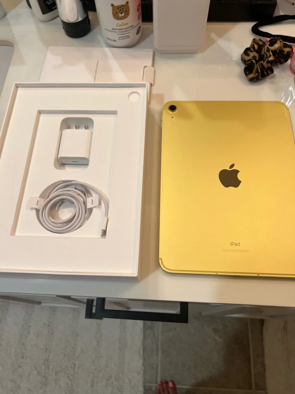 Apple Tablet with Black Front and Yellow Edge
